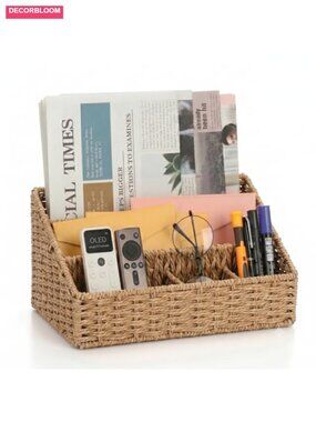 Desk Mail Organizer - 5 Compartment Countertop Sorter for Letters & Bills